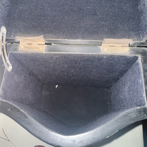 Vintage Oriental Asian Hinged Box Black/Gold With Orange Tree Velvet Lined 12” - Picture 9 of 9